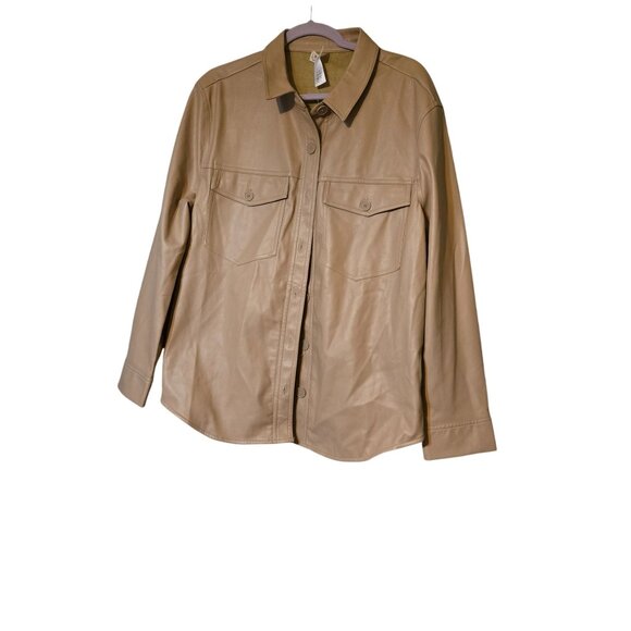 Faux‎ Leather Echo Button-Up Jacket Office Siren Long Sleeves Size XL Women's - Picture 4 of 9